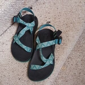 Chaco Teal and White Sandals